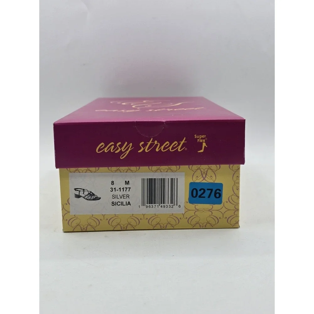 New Easy Street Womens‎ Sicilia Strappy Sandals Size 8 M Shoes Silver NIB